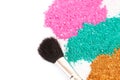 Powdery eyeshadow makeup and brush Royalty Free Stock Photo