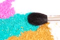 Powdery eyeshadow makeup and brush Royalty Free Stock Photo