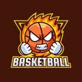 Angry basketball cartoon mascot logo design