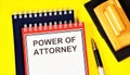 Power of attorney Ã¢â¬â a document, written authorization to represent or act on behalf of another person in legal relations Royalty Free Stock Photo