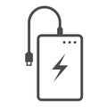 Power Bank Battery Phone Charger Minimalistic Flat Line Outline Stroke Icon Royalty Free Stock Photo
