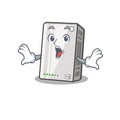Power bank cartoon character design on a surprised gesture