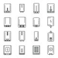 Power bank charger icons set outline vector. Alternative battery