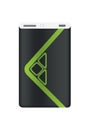 Power bank mockup without USB cable. Colorful portable charger device. External battery for charging with modern design