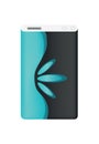 Power bank mockup without USB cable. Colorful portable charger device. External battery for charging with modern design