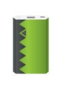 Power bank mockup without USB cable. Colorful portable charger device. External battery for charging with modern design