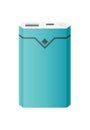 Power bank mockup without USB cable. Colorful portable charger device. External battery for charging with modern design