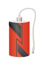 Power bank mockup with USB cable. Colorful portable charger device. External battery for charging with modern design