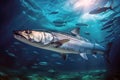 Power of a barracuda as it patrols the vibrant coral reef ecosystem of the ocean, close up. AI Generated