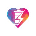 Power Battery heart shape concept Logo Design Template.