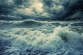 the power and beauty of stormy sea weather with dramatic waves crashing against the shore Royalty Free Stock Photo