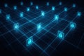 Secure blockchain grid with digital locks symbolizing advanced data encryption and privacy Royalty Free Stock Photo