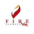 The power of burning fire, nature element vector logo for use in petrol . Royalty Free Stock Photo