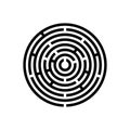 Abstract spiral concept of labyrinth. Flat maze geometric web icon.