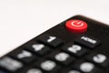 Power button closeup. remote control isolated Royalty Free Stock Photo