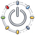 Power Button with Color Indicators Round Configuration Technology Illustration Royalty Free Stock Photo