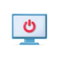 Power button icon on desktop computer monitor screen. Vector Royalty Free Stock Photo