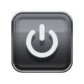 Power button icon glossy grey.