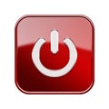 Power button icon glossy red. Royalty Free Stock Photo