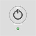 Power button icon. Green status indicator. Circular control Vector symbol. Neumorphism switch element. Royalty Free Stock Photo