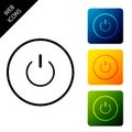 Power button icon isolated. Start sign. Set icons colorful square buttons Royalty Free Stock Photo