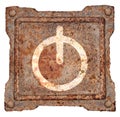 Power button icon old metal. Royalty Free Stock Photo