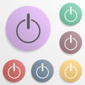 Power button in map pin badge color set icon. Simple glyph, flat vector of map icons for ui and ux, website or mobile application Royalty Free Stock Photo