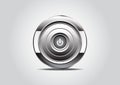 Power on button. Realistic metallic engine icon with gradient. Isolated