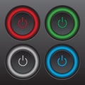 Power Button start Flat design sign symbol. For mobile user interface.