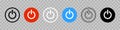 Power button. Start and off icon. Power and switch icon. Symbol shutdown for computer, tv and music. Set of graphic buttons