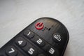 Power button on the TV universal remote Royalty Free Stock Photo