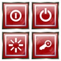Power buttons colored, square illustration of off, on. Interface icon. Royalty Free Stock Photo
