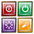 Power buttons colored, square illustration of off, on. Interface icon. Royalty Free Stock Photo