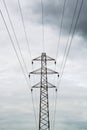 Power cable tower on overcast day in UK Royalty Free Stock Photo