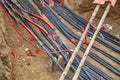 Power cables installation during reconstruction work Royalty Free Stock Photo