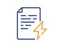 Power certificate line icon. Electric energy document sign. Vector Royalty Free Stock Photo