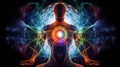 The Power of Chakras, An Abstract Representation of the Metaphysical Body, Generative AI