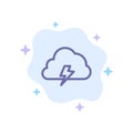 Power, Cloud, Nature, Spring, Sun Blue Icon on Abstract Cloud Background Royalty Free Stock Photo