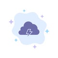 Power, Cloud, Nature, Spring, Sun Blue Icon on Abstract Cloud Background Royalty Free Stock Photo