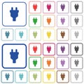 Power connector outlined flat color icons