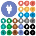 Power connector round flat multi colored icons