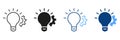 Power of Creativity Solution Line and Silhouette Icon Set. Lightbulb and Gear Idea Concept Symbol Collection. Technology