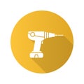 Power drill flat design long shadow glyph icon