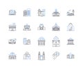 Power drill line icons collection. Precision, Versatile, Cordless, Heavy-duty, Professional, Efficient, Compact vector