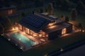 solar architecture home modern design power house energy eco panel. Generative AI.