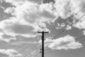 Power electric pole with line wire on light background close up Royalty Free Stock Photo