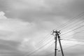 Power electric pole with line wire on light background close up Royalty Free Stock Photo