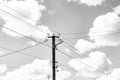 Power electric pole with line wire on light background close up Royalty Free Stock Photo