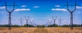 Power electrical lines against blue sky