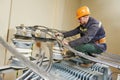 Power electrician lineman at work Royalty Free Stock Photo